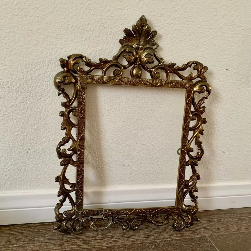 Vintage Cost Iron Frame Gold Color Ornate 11/15 Inch